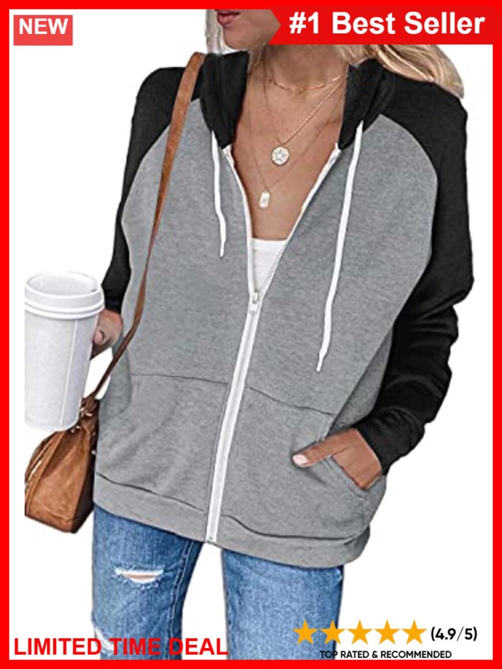 Zip Up Hoodie Sweatshirt Long Sleeve Casual Hooded Jacket with Pockets